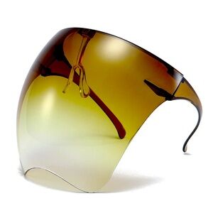 Oversized Full Face Cover Mirror Shield  Reflective Shade Safety Glasses Brown🤩